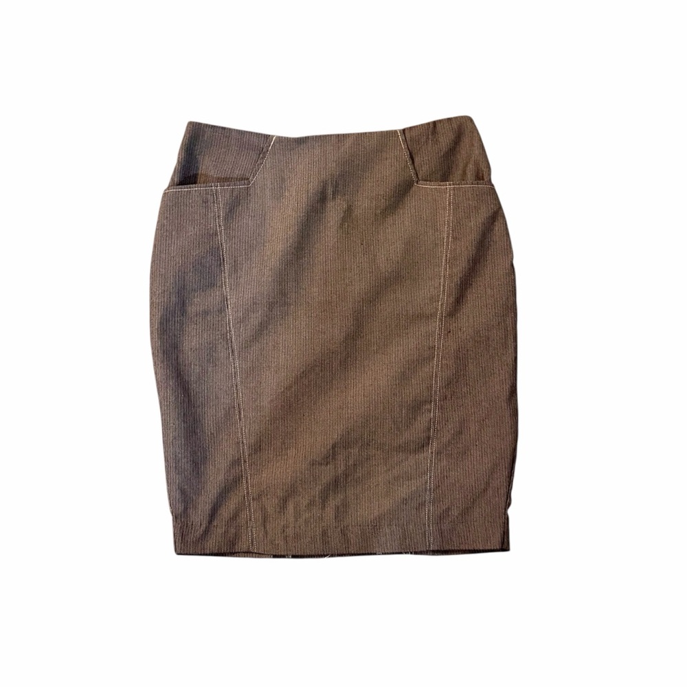 MISS LILI Gray Brown Pencil Skirt Sz S with Zipper + Hook & Eye Closure
Lined